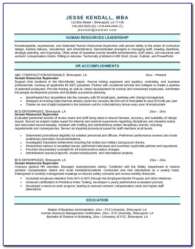Human Resources Manager Resume Examples Free