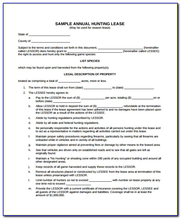 Hunting Lease Template