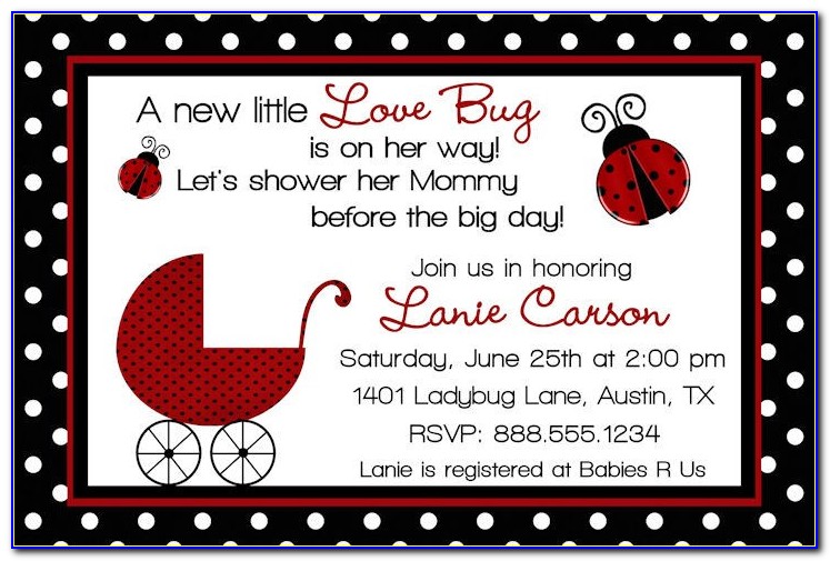 Ladybug Baby Shower Invitations Templates