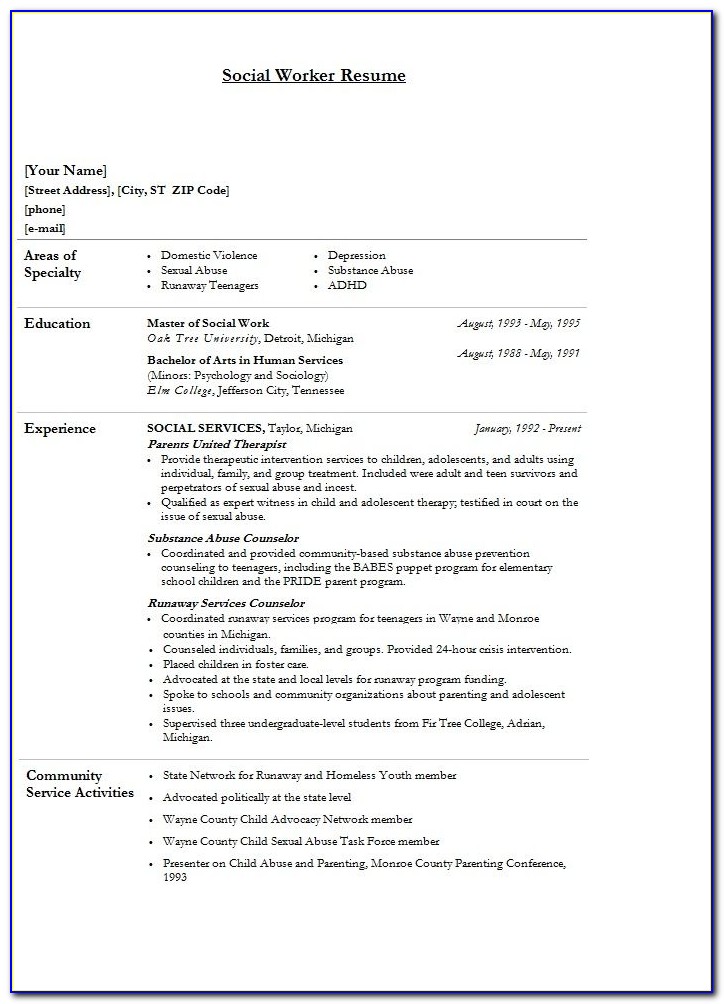 Lcsw Resume Template
