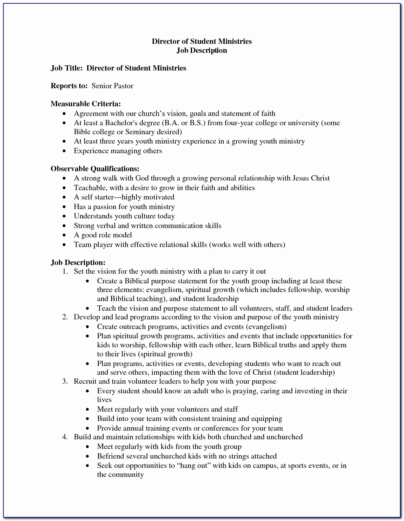 Or Pastor Resume Template