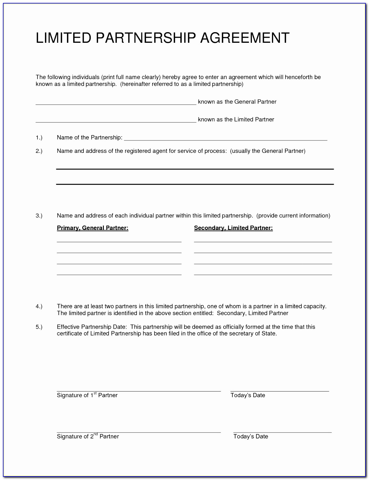 Partnership Agreement Sample Free Printable Documents Example Limited Partnership Agreement Template Free Elegant Doc Xls Letter Templates Tears