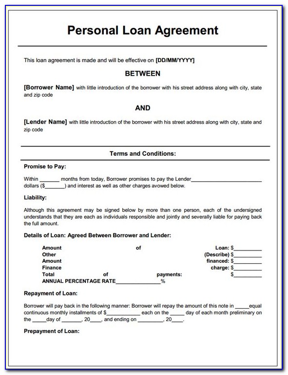 Loan Agreement Template Individual To Company