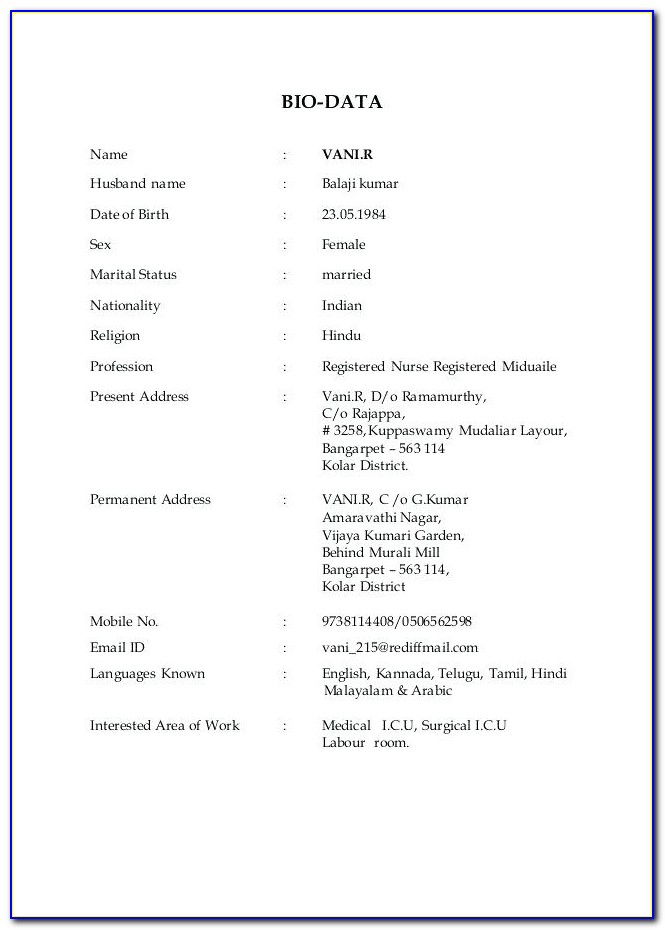 Marriage Resume Format For Boy In Tamil