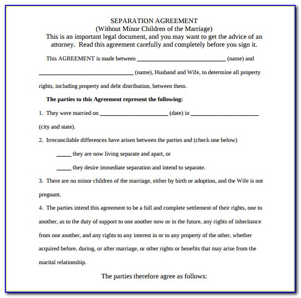 Marriage Separation Agreement Template Free Ontario