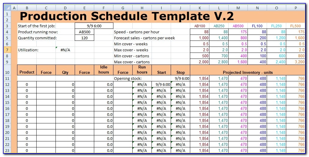 Master Production Schedule Template Excel Free