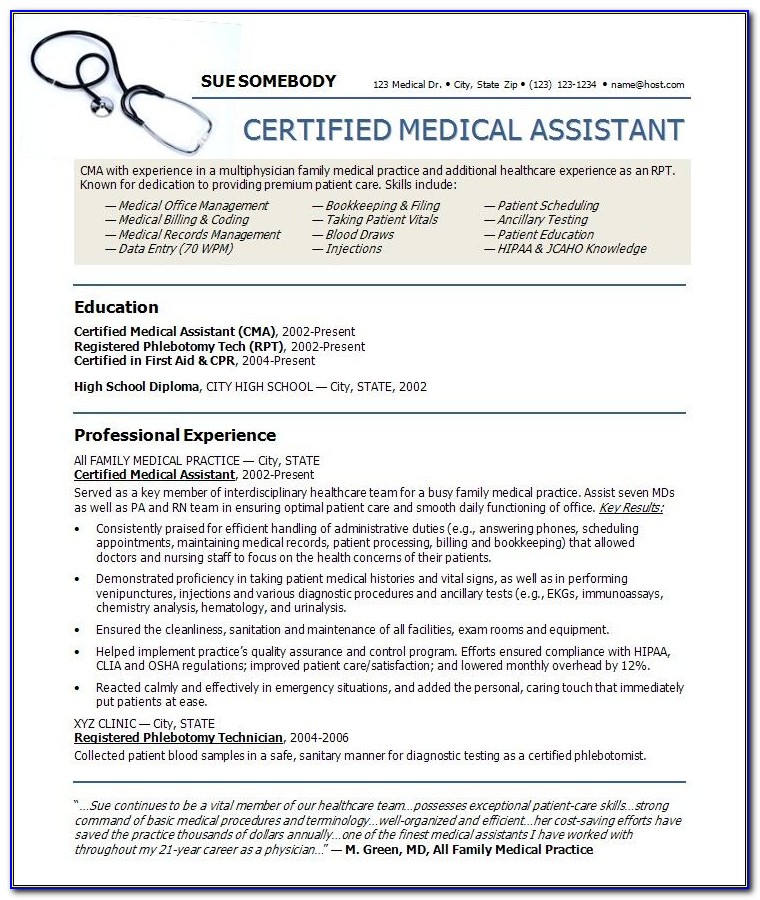 Medical Assistant Resumes Templates