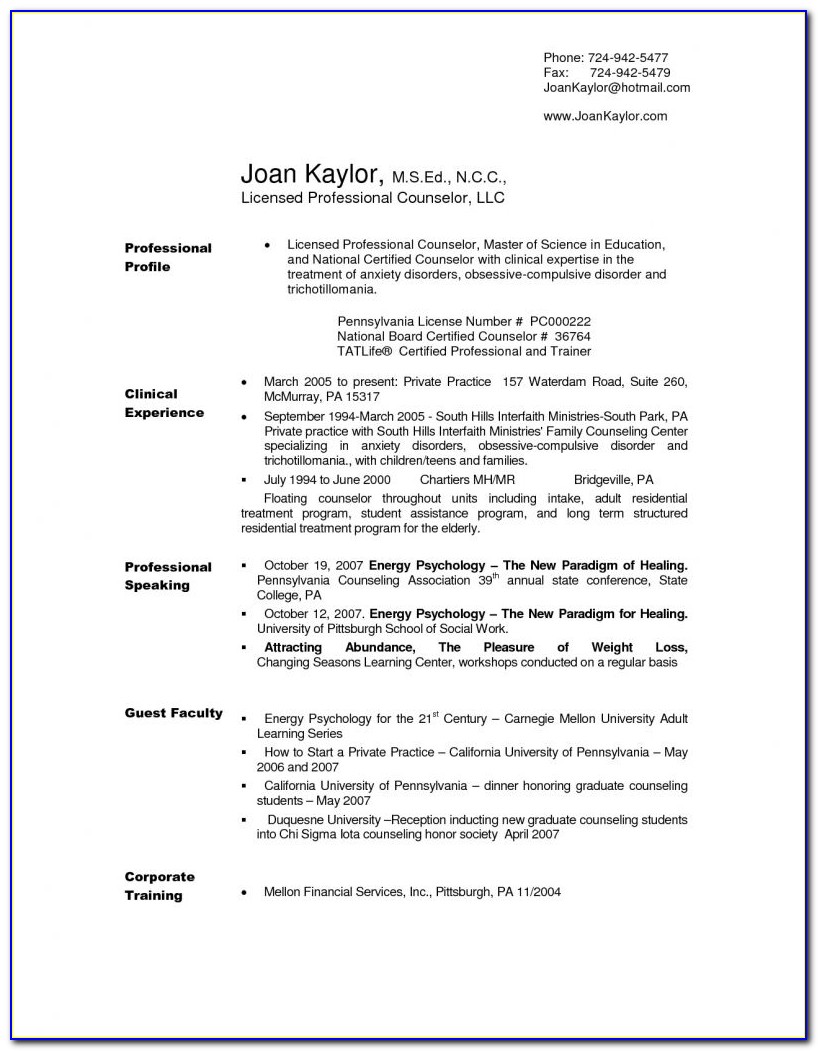 Mental Health Counselor Resume Template