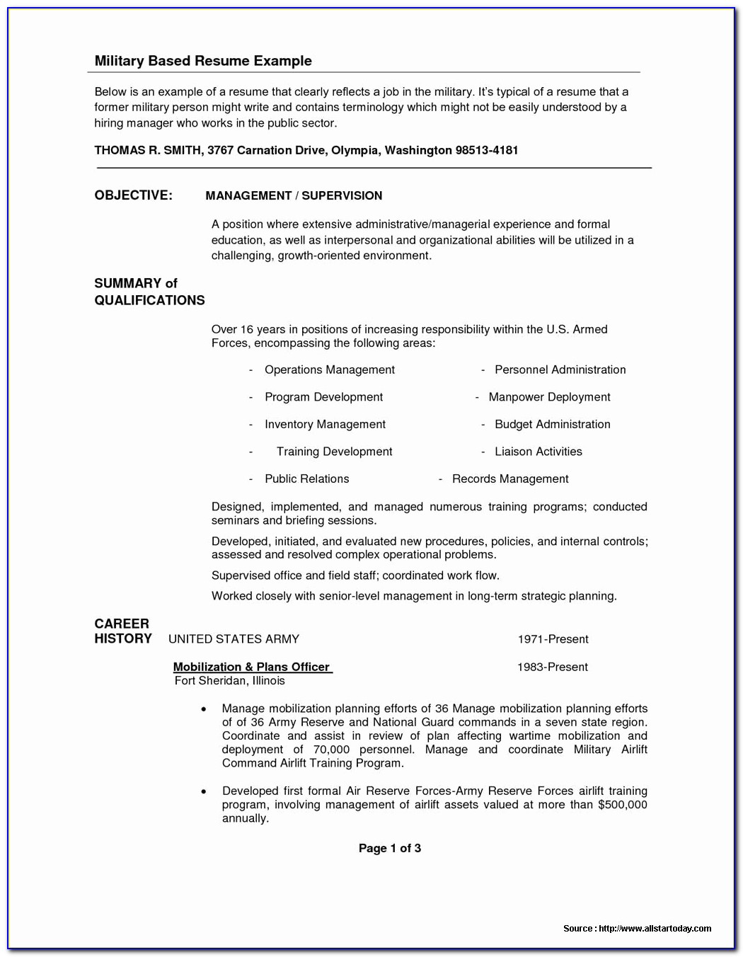 And Free Military Resume Templates