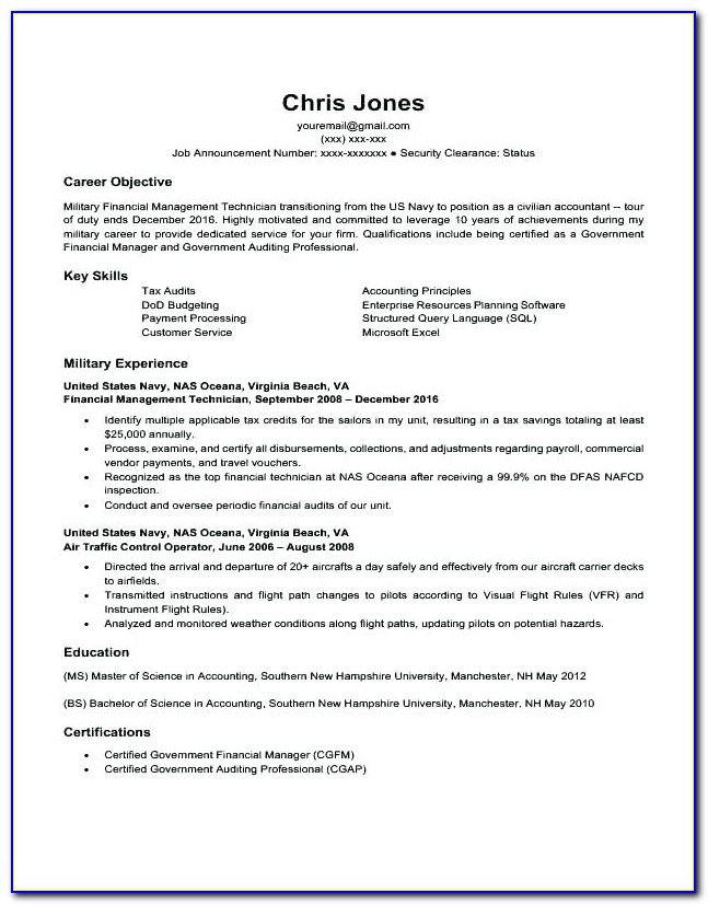 Military Style Resume Templates