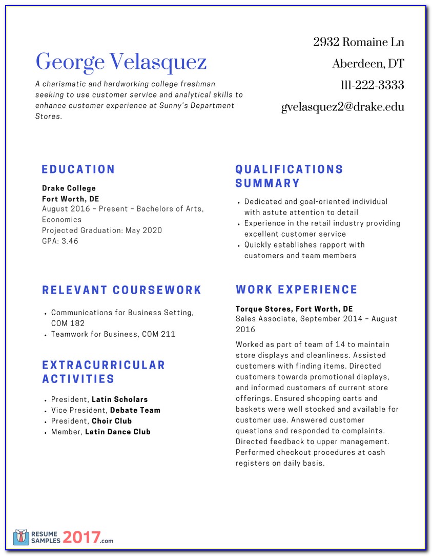 New Resume Format For Freshers 2017