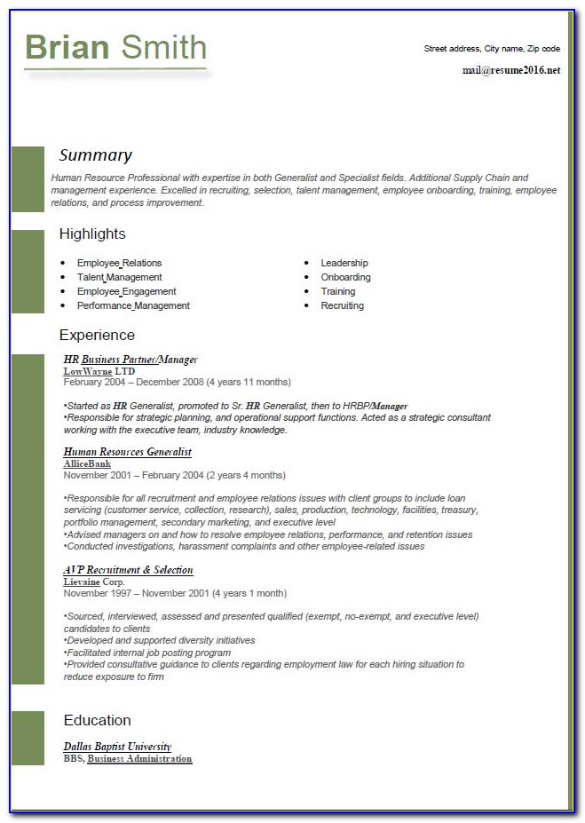 Newest Resume Format 2016