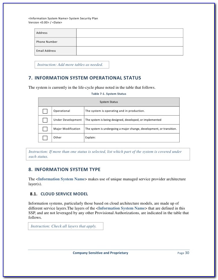 Nist 800 18 System Security Plan Template