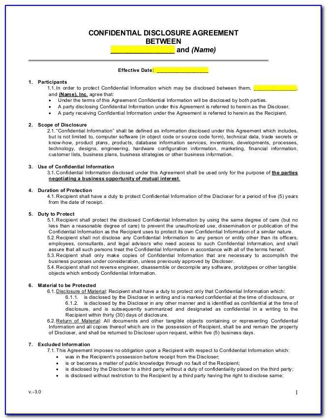 Non Disclosure Agreement Template In Spanish