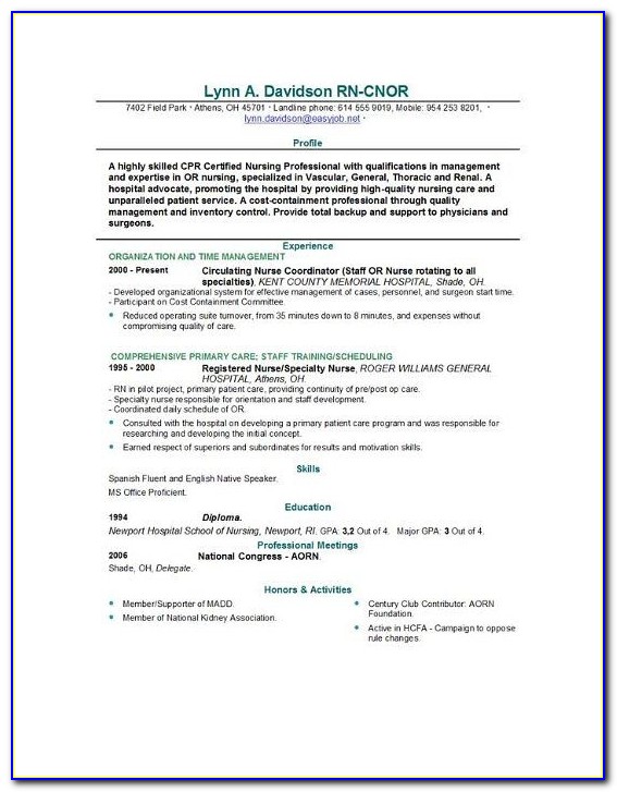 Example Nursing Resume | Resume Format Download Pdf In Nursing School Application Resume