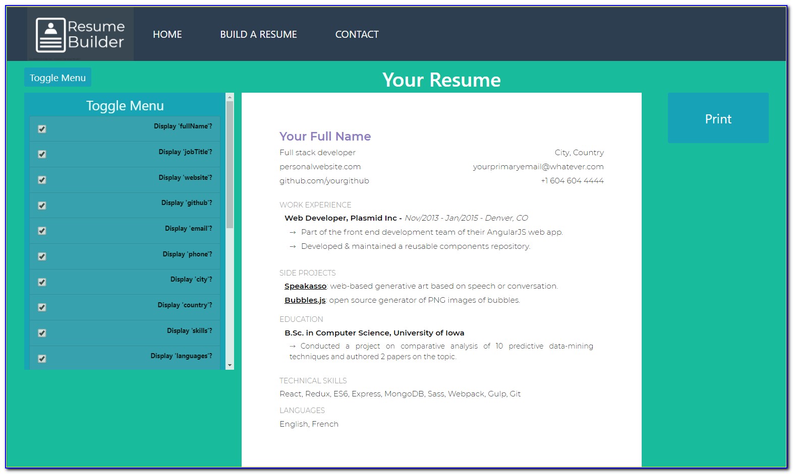 Open Source Resume Builder Php