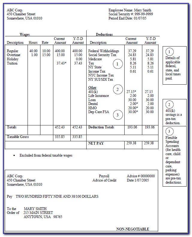 Pay Stub Template Word Document Free