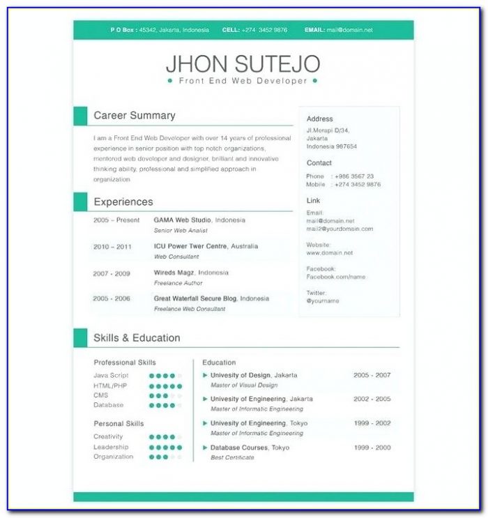 Personal Resume Website Template Free Download