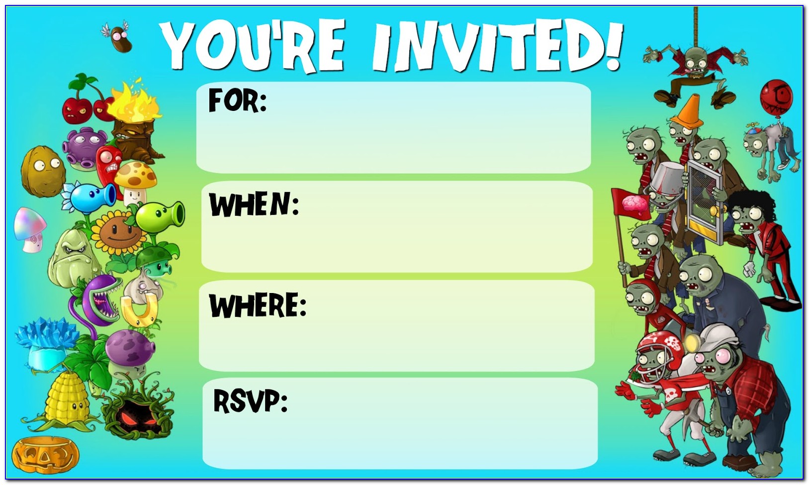 Plants Vs Zombies Party Invitation Template