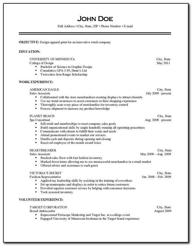 Printable Examples Of Resumes