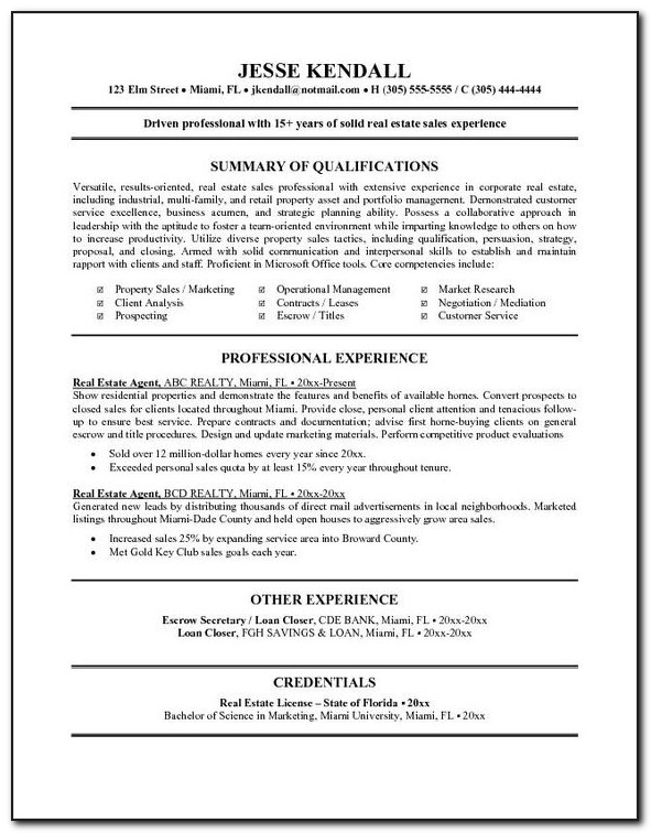 Real Estate Agent Resume Template