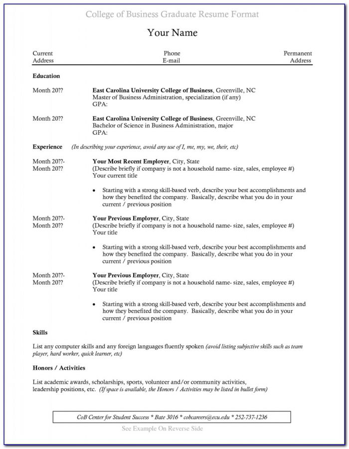 Recent College Graduate Resume Template Download
