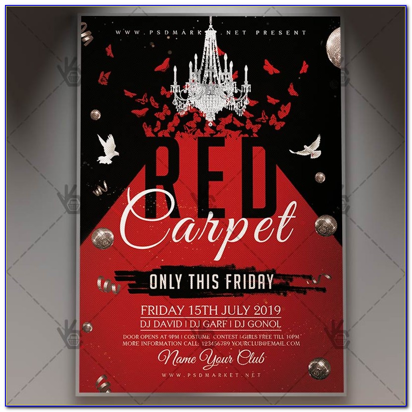 Red Carpet Party Flyer Template Free