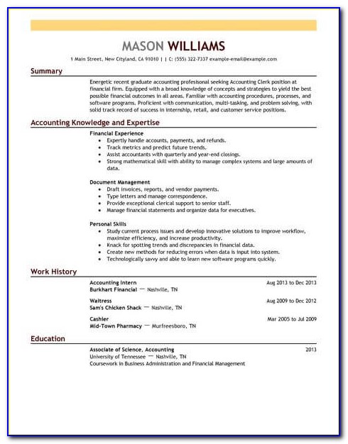Resume Examples For Accountants With Objectives