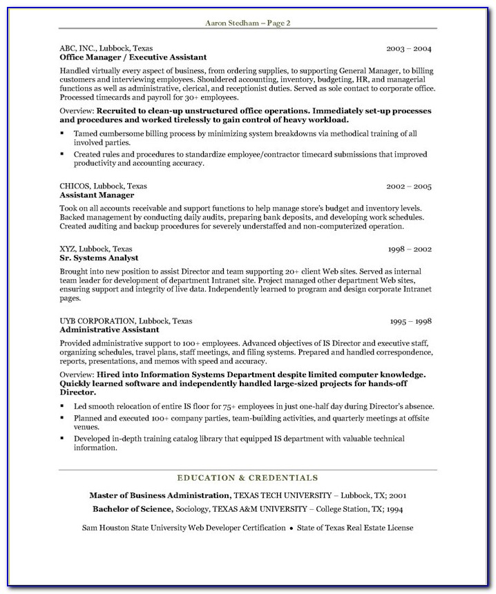 Resume Examples For Executive Assistants To Ceo
