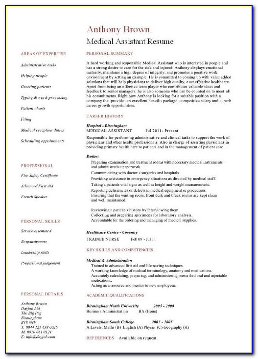 Resume Examples For Medical Assistants