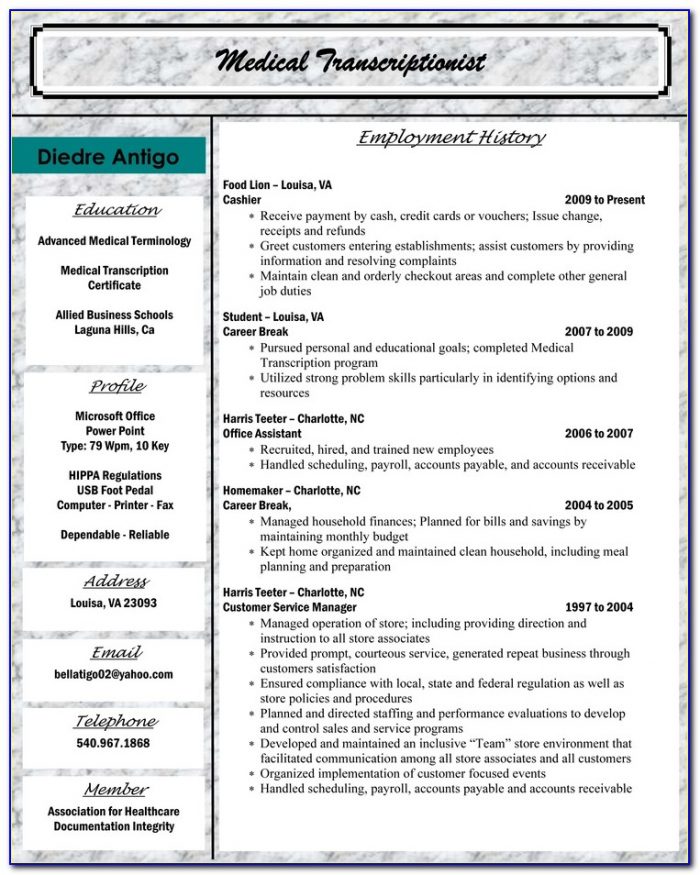 Resume Examples Medical Billing And Coding