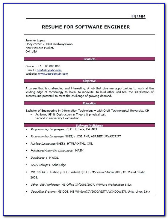 Resume For Freshers Engineers Online