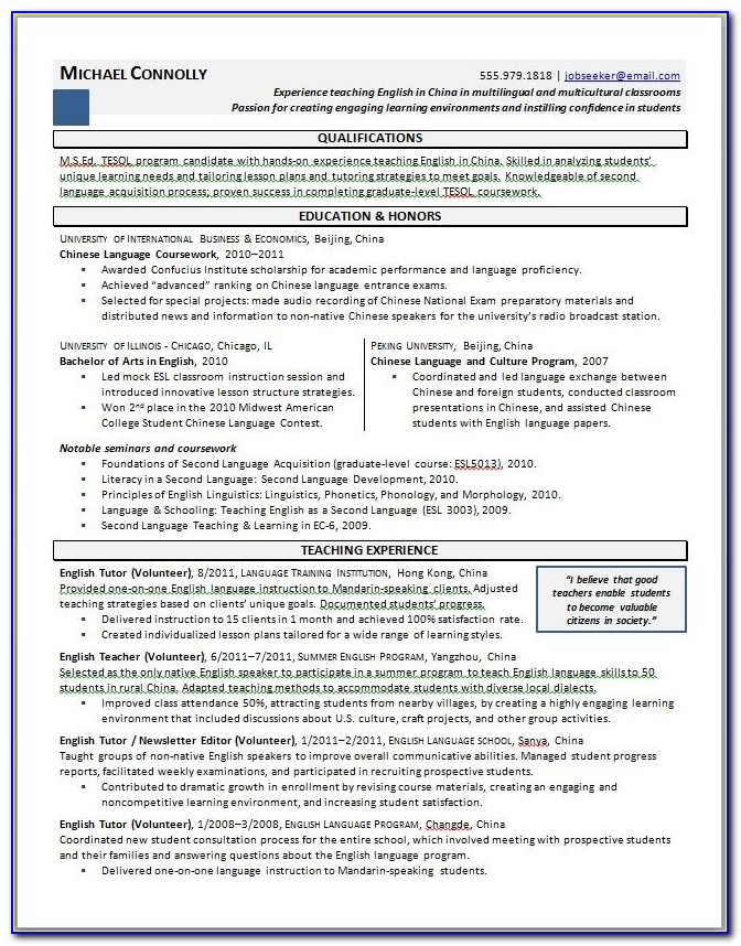 Experienced Teacher Resume Examples Jianbochen Within Teaching Experience On Resume