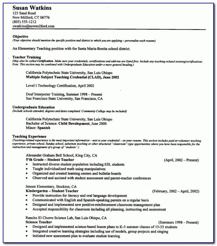Teacher Example Resume Resume Cv Cover Letter. Resumes Samples For Pertaining To Student Teaching Resume Samples