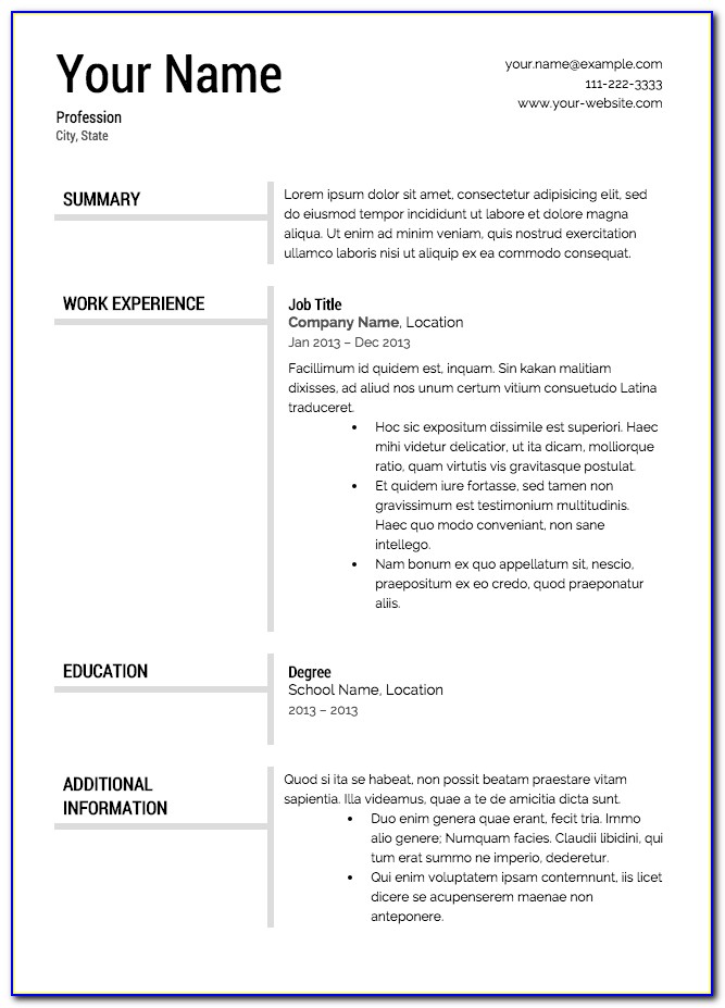 Resume Format 2018 Free Template