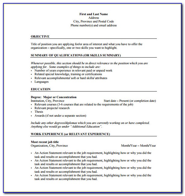 Resume Format Examples For Job Application
