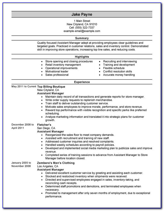 Resume Format For Assistant Manager Accounts Receivable