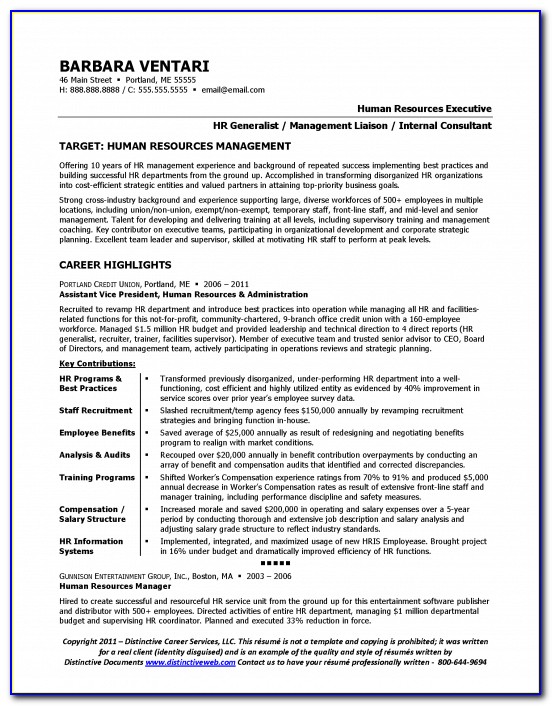 Resume Format For Experienced Hr Executive