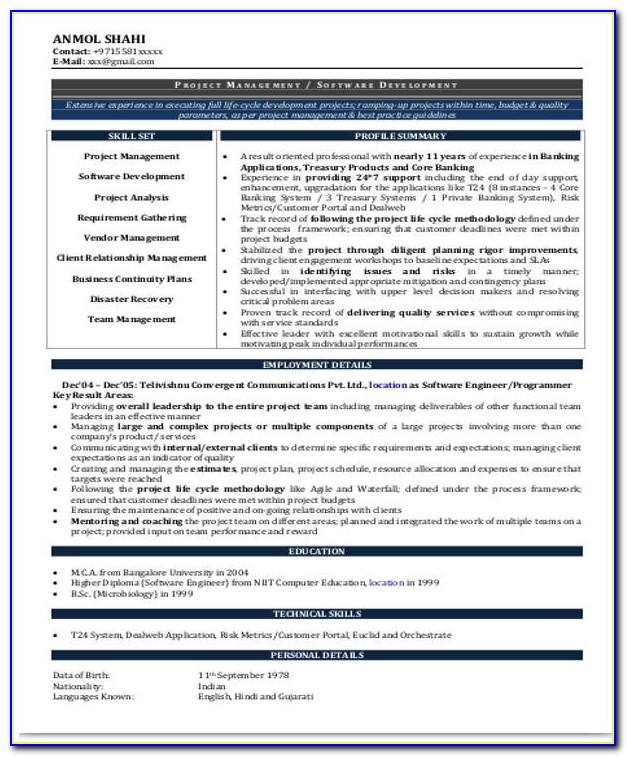 Resume Format For Job Free Download