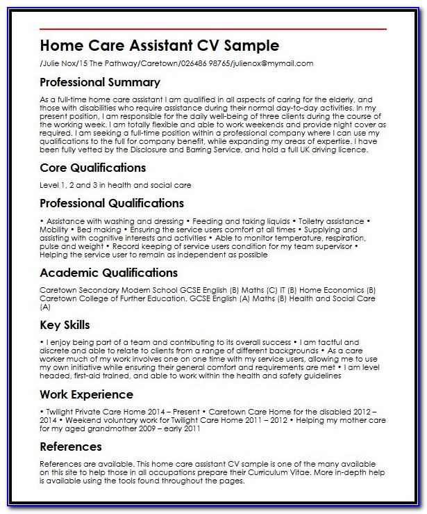 Resume Format For Nursing Assistant
