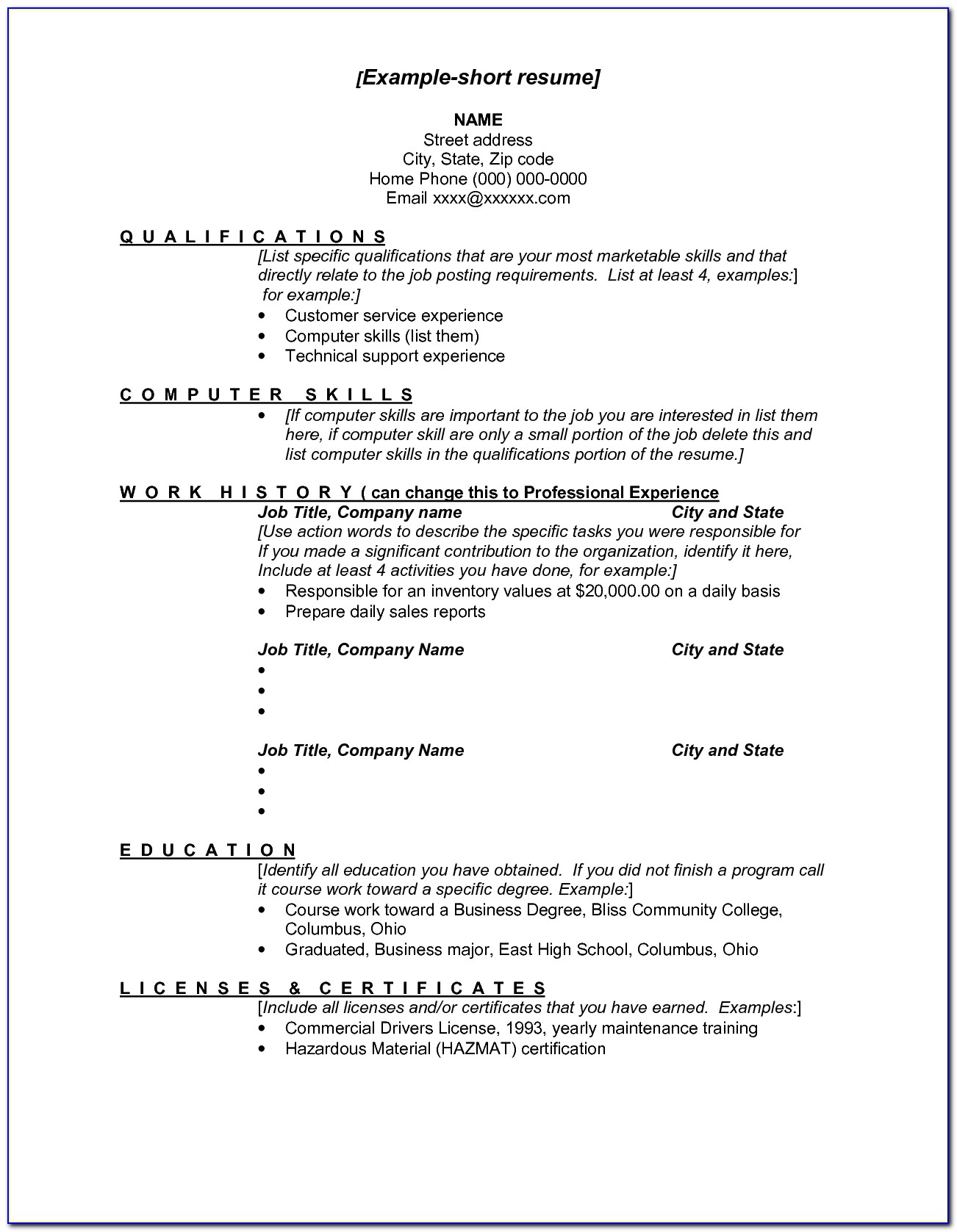 Resume Layout Examples 2017