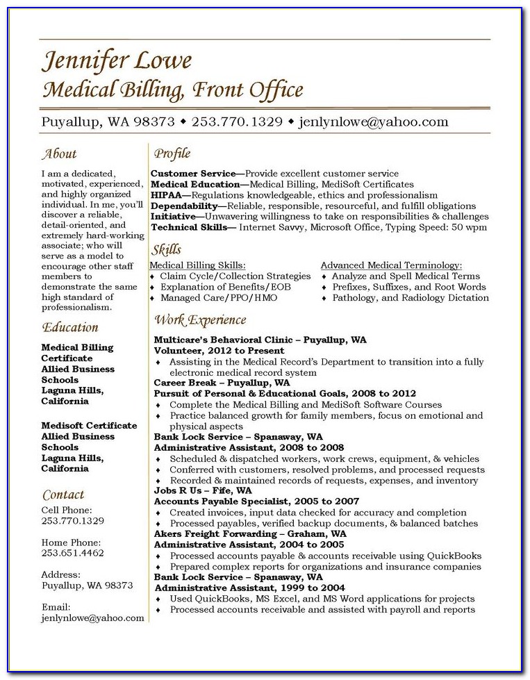 Resume Medical Billing Manager