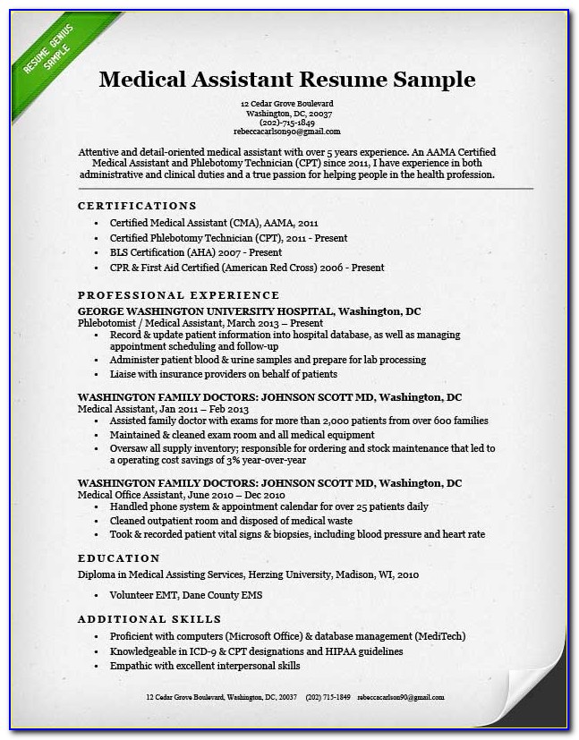 Resume Objective Examples For Medical Office Assistant