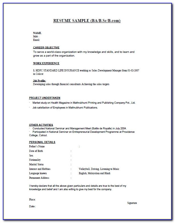 28+ Resume Templates For Freshers Free Samples, Examples Within How To Prepare Cv Format