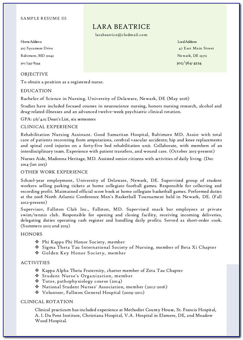 Resume Sample For Nurses Without Experience Philippines