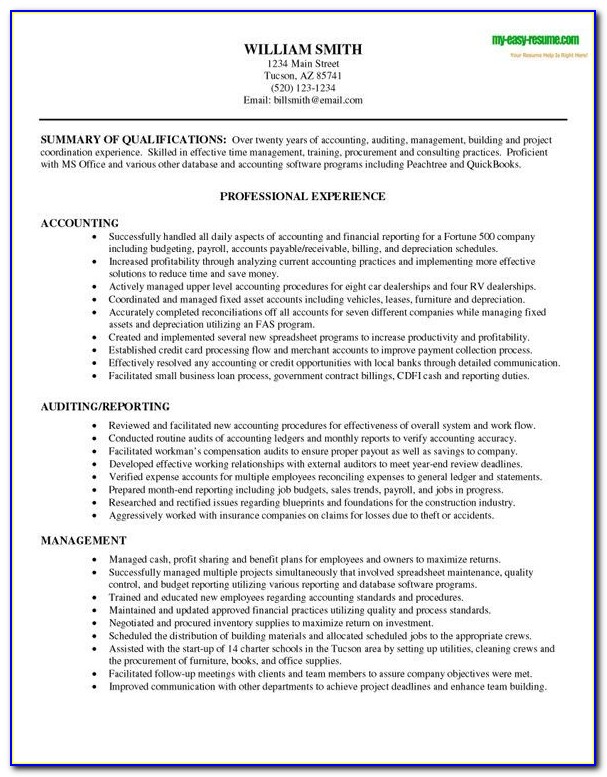 Resume Samples For Accountant Assistant