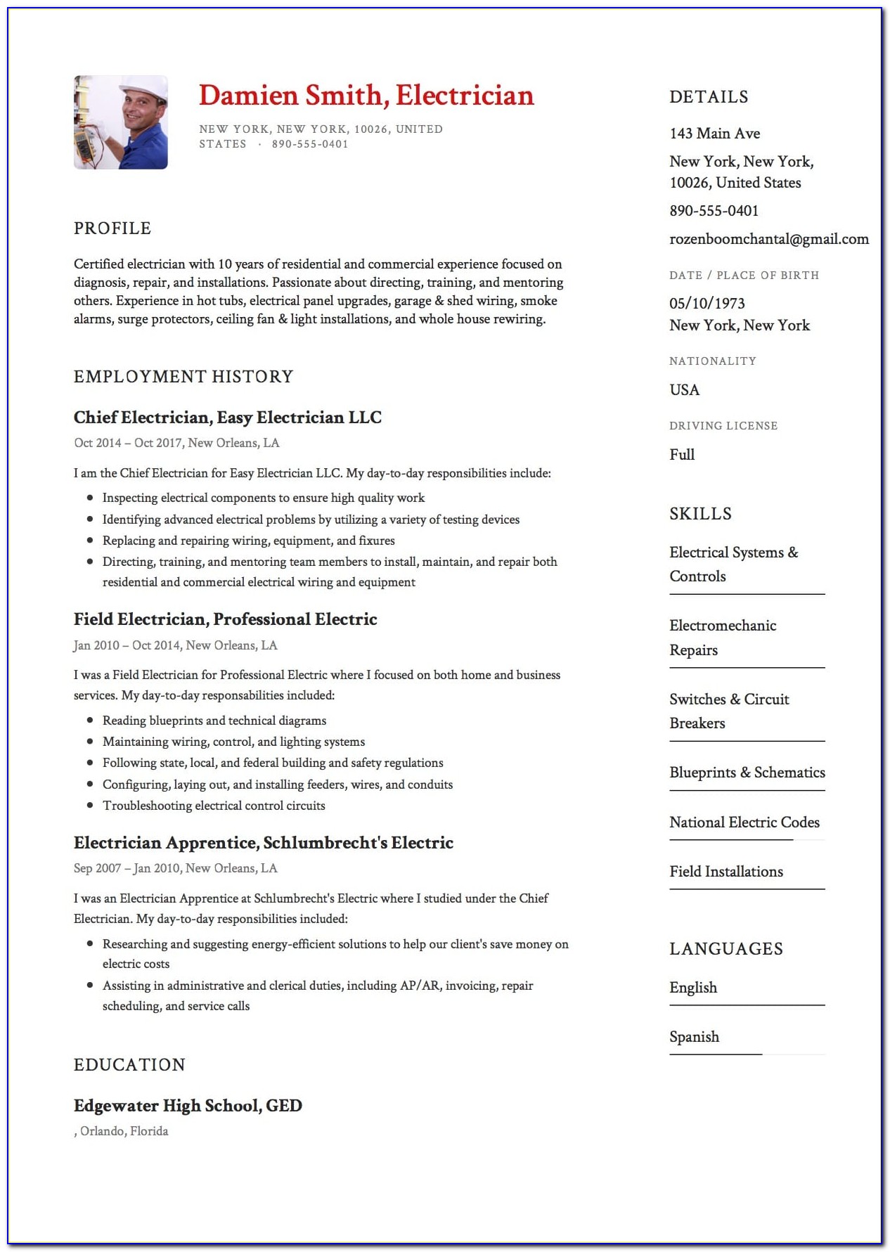 Resume Samples For Electrical Engineers Freshers