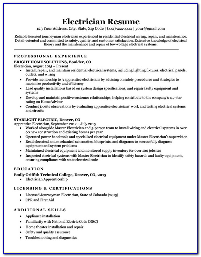 Resume Samples For Electrical Maintenance Engineer