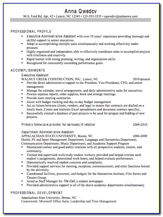Resume Skills Examples For Executive Assistant