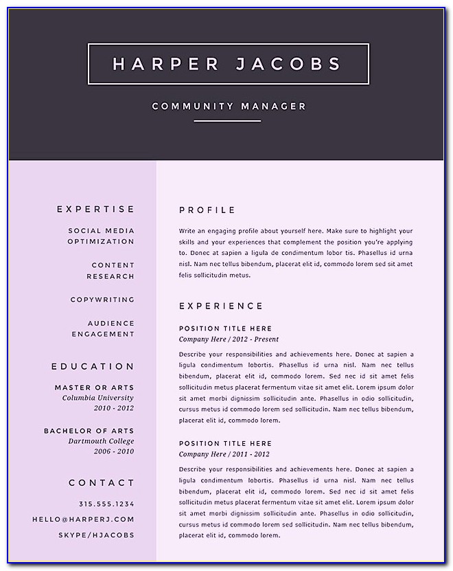 Resume Template Creative Free Download